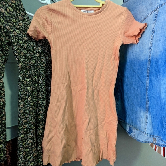 NWT, Pull&Bear, Peach Waffle TShirt Dress, Size S - Picture 2 of 5